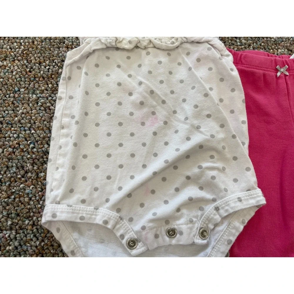 Carter's Girls Spotted Gray, White & Pink Outfit 3M